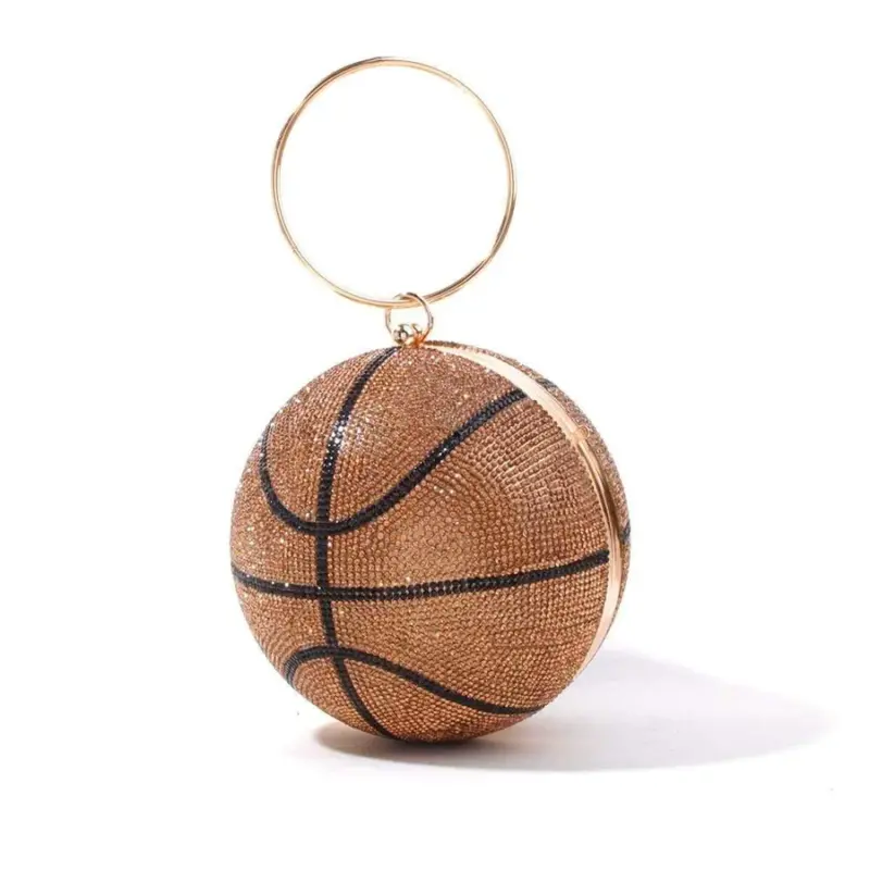 Gold Black basketball Rhinestone Crystal Clutch Purse Sports Wristlet